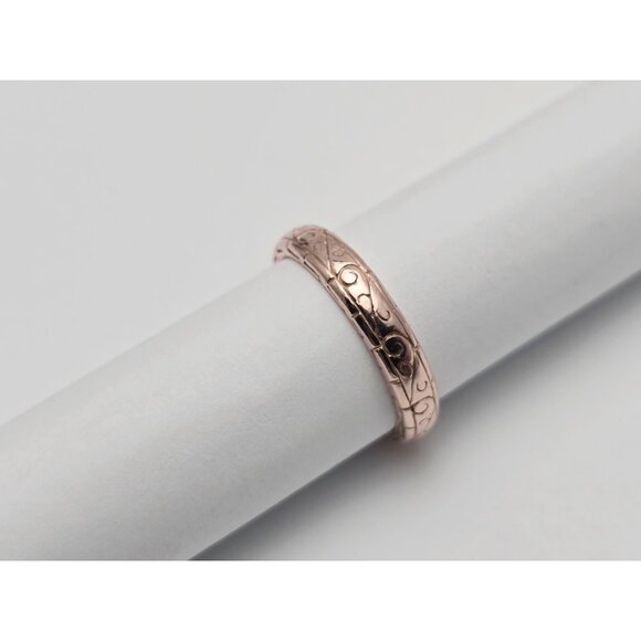 Beautiful 14K Karat Solid Rose Gold Designer Textured Wedding Ring Band - Size 8 - Picture 5 of 13